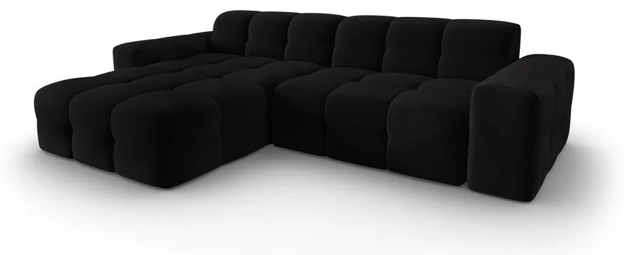 Čierna zamatová rohová pohovka (ľavý roh) Kendal - Micadoni Home