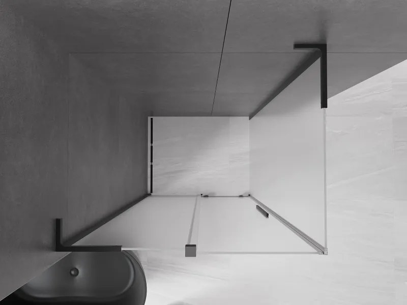 Mexen Velar L, sprchový kút s posuvnými dverami 120 x 70 cm, 8mm sklo námraza, čierna matná, 871-120-070-33-70