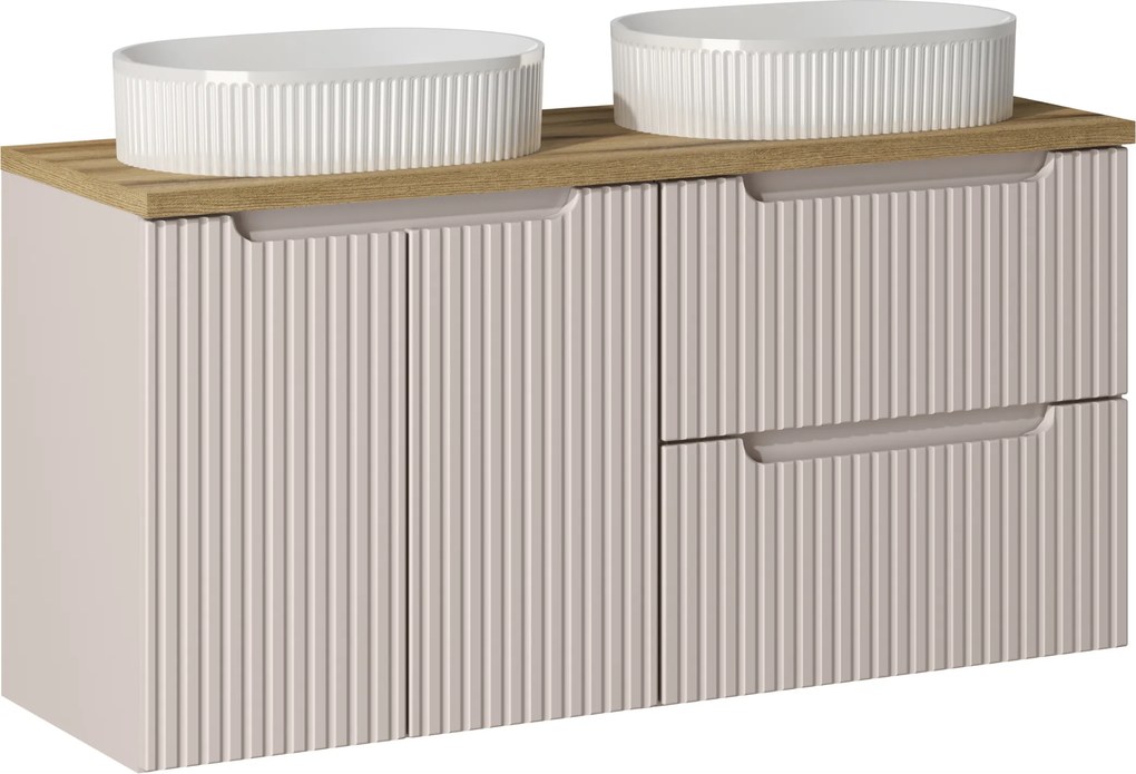 Comad Kúpeľňová skrinka s doskovými umývadlami set Nova Cashmere 120 kašmír/dub coast evoke