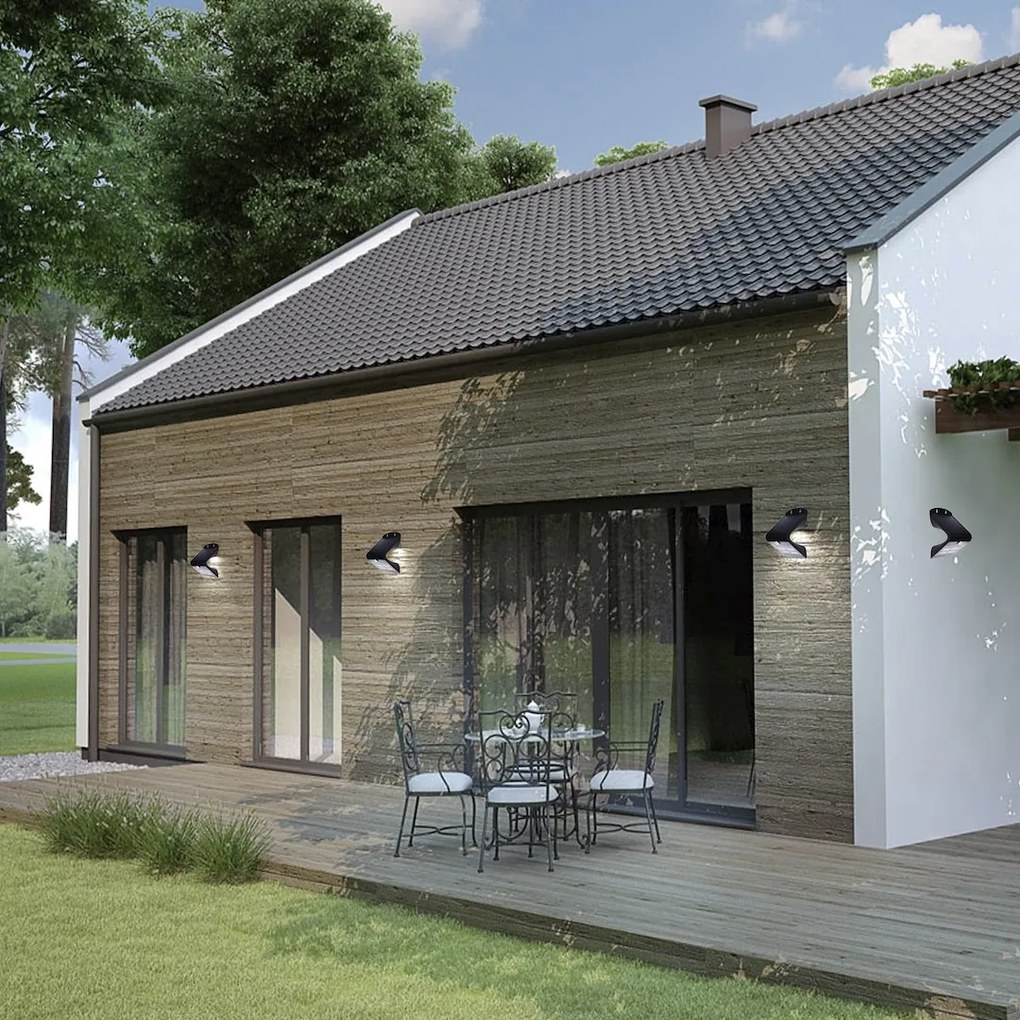 Exteriérové solárne nástenné LED svietidlo Butterfly, 1x LED 1,5w, čierna, pohybový senzor