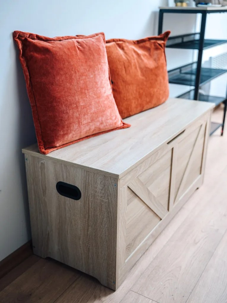 Úložný box LEHAC s vekom 100x46cm, dub sonoma