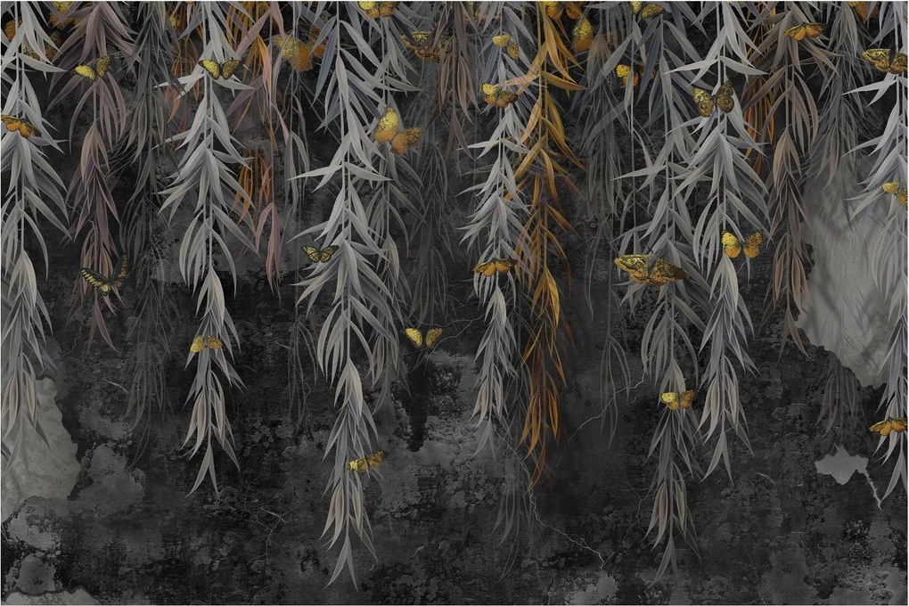 Obraz - Vŕbové vetvičky v čiernom pozadí (90x60 cm)