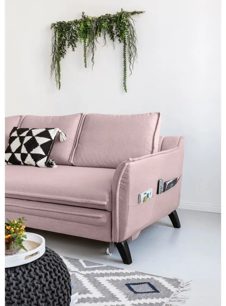 Pudrovoružová rozkladacia rohová pohovka Miuform Charming Charlie, ľavý roh