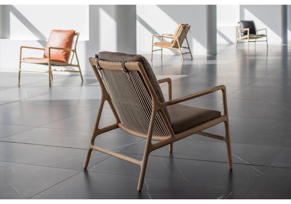 Kožené kreslo v hnedo-prírodnej farbe Dedo – Gazzda