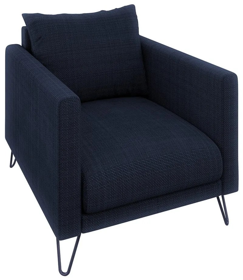 Tmavomodré ženilkové kreslo Freya – Ropez