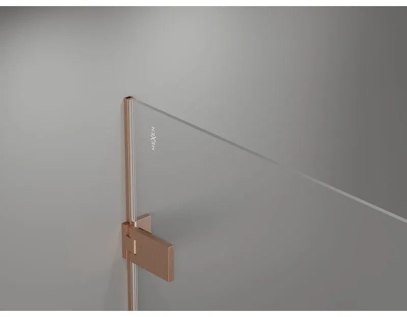 Mexen Lunar-F, L skladacie ľavé sprchové dvere 150 cm, 8mm číre sklo, medený matný profil, 836SL-150-050-65-00-L