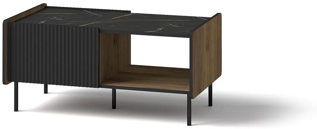 PRIVILEGE P11 konferenčný stolík, dekor orech warmia/san sebastian/čierny mat