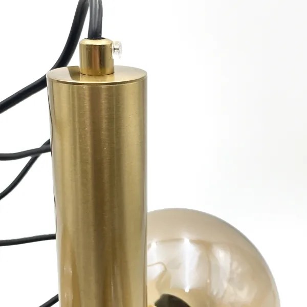 Luster na lanku ROLLO 3xE14/5W/230V zlatá/dymová béžová