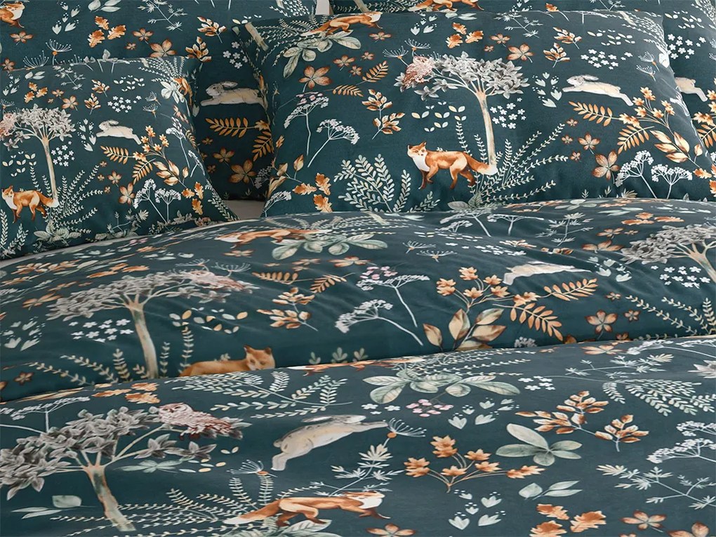 Obliečky z mikrovlákna THE FOX AND THE HARE tmavo zelené Rozmer obliečky: 2 ks 70 x 90 cm | 200 x 220 cm