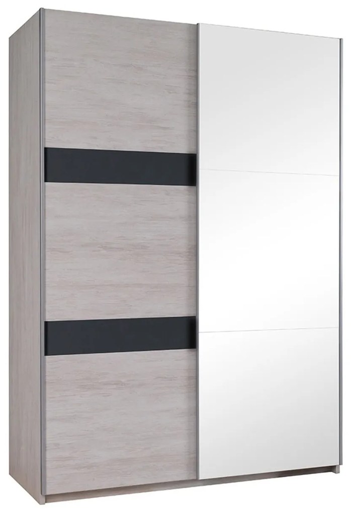 Skriňa Verdek SZ150 VD12, Farby: dub monastery / dub monastery + čierny lesk, Osvetlenie: osvetlenie LED, Systém tichého zatvárania: áno, Zrkadlo: áno
