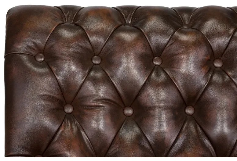 furniture-nabytek.cz - Masívna pohovka Chesterfield Bedford, pravá koža, hnedá