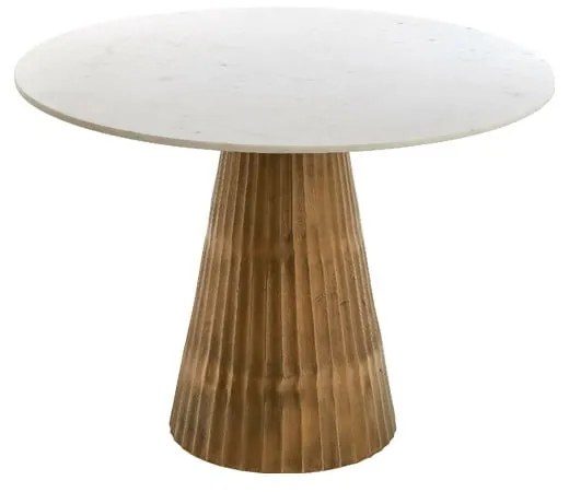 Okrúhly jedálenský stôl v bielej a bronzovej farbe s doskou v dekore mramoru ø 100 cm Leyda – Light & Living
