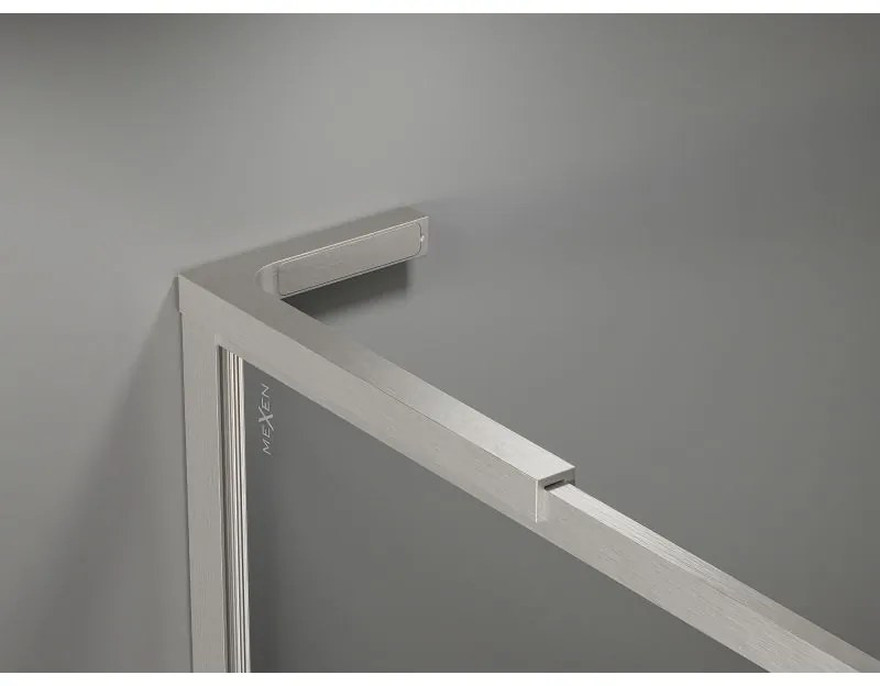 Mexen, Mexen Kioto-F L sprchová stena s rámom 80 x 202 cm, priehľadná 8 mm, brúsený nikel - 800-080-174-97-00