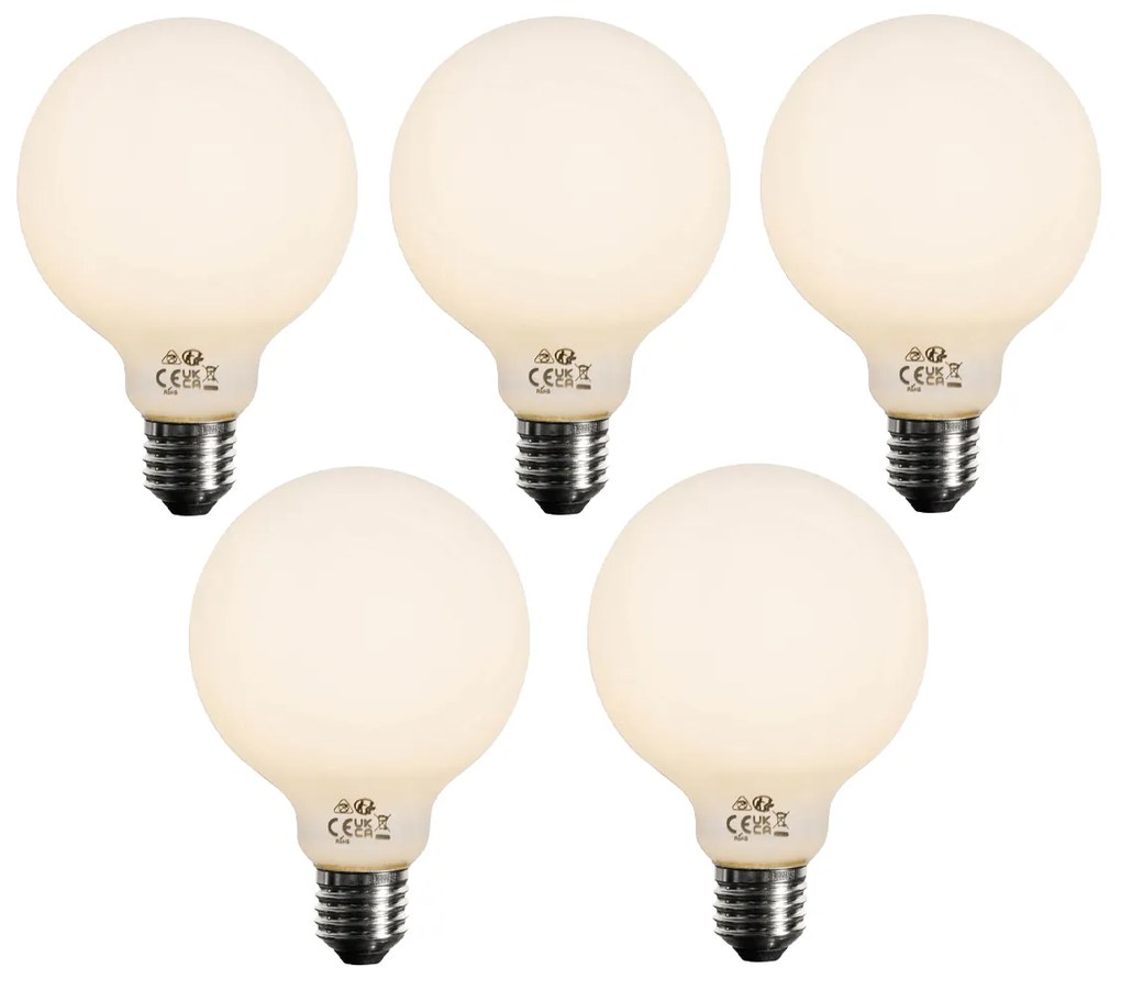 Sada 5 stmievateľných LED opálových žiaroviek E27 G95 5W 450LM 2700K