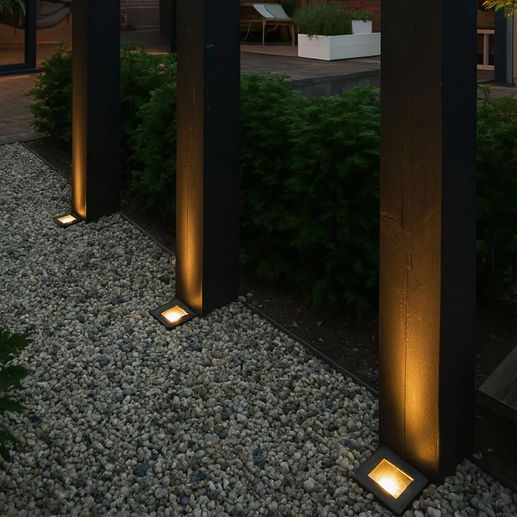 Sada 4 moderných zemných reflektorov čierna nastaviteľná IP65 - Oneon