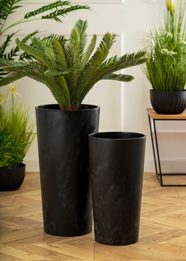 PLASTOVÝ KVETINÁČ URBANIKA SADA 2KS 57X30 CM+46,6X25,5 CM ČIERNA