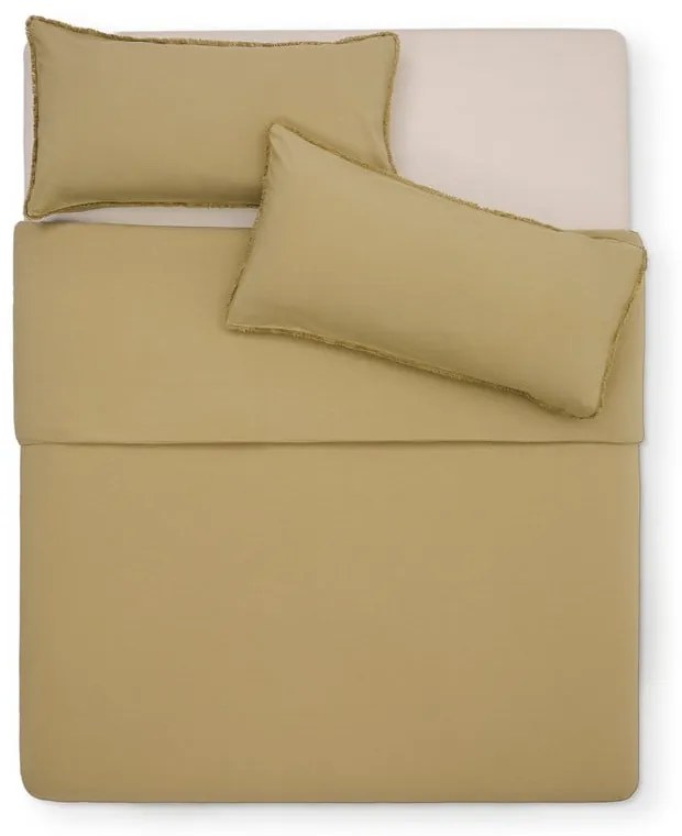 Žlté/zelené obliečky na dvojlôžko/predĺžené z bavlneného perkálu 260x240 cm Sifinia – Kave Home