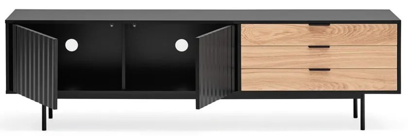 TV stolík v dekore duba v čierno-prírodnej farbe 180x52 cm Sierra – Teulat