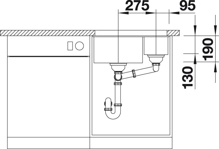 Granitový drez Blanco SUBLINE 340/160 U aluminium drez vpravo