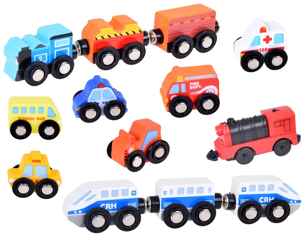 Drevená vláčiková dráha City s príslušenstvom 89 ks Jokomisiada ZA5374