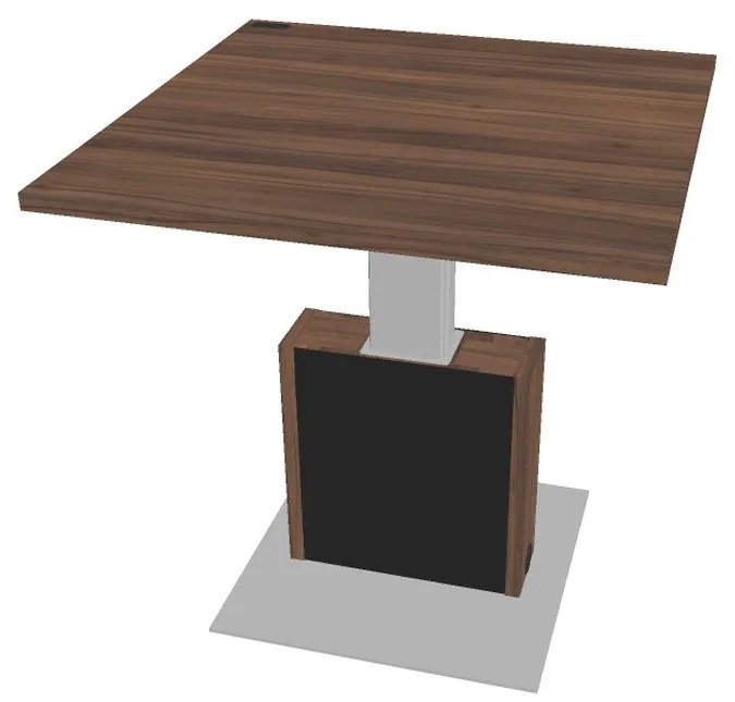 Výškovo nastaviteľný rokovací stôl Verno+ S 120 x 120 cm, orech / čierna