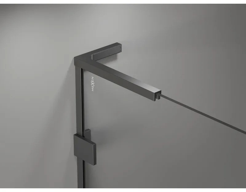 Mexen, Mexen Lunar L Otočné ľavé sprchové dvere 75 cm, transparentné, pištoľový kov - 834L-075-000-95-00-L
