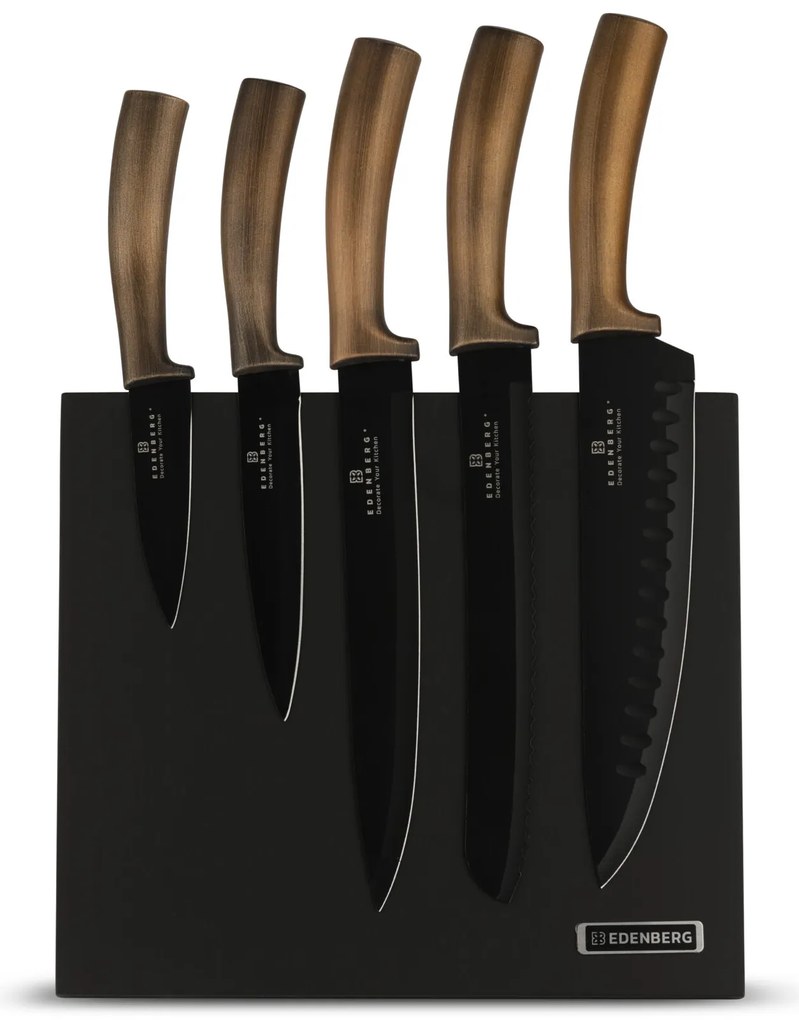 6 dielna sada nožov s magnetickým stojanom v medenej farbe