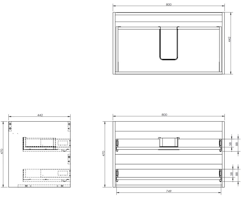Mexen Rivel, kúpeľňová skrinka 80 cm s umývadlom Otis, 2 zásuvky, drážkovaná, grafitová matná/biela matná, 91A20-08047-2-BFF66-W18M0
