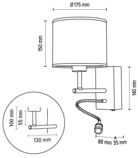 Spot-Light 57291974 - Flexibilné svietidlo BOHO 1xE27/25W + LED/1W/230V dub