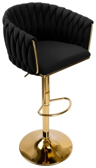 Barová stolička COFTON zamatová, zlatá / čierna