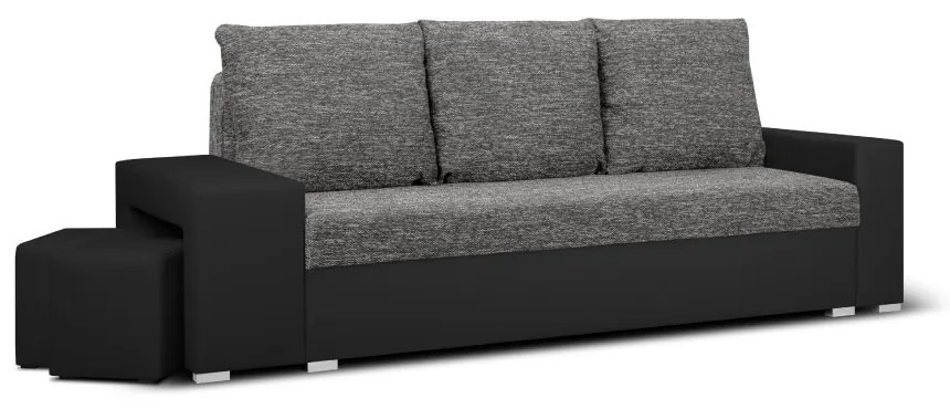 Rozkládací pohovka MILAN II Šedá/Černá+ 2 Taburety