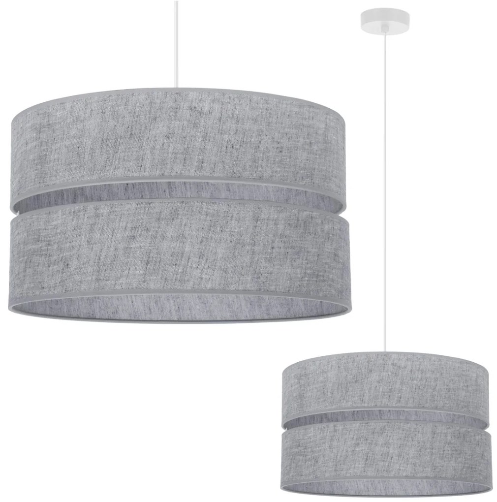Závesné svietidlo Len, 1x šedé textilné tienidlo, (fi 40 cm), w