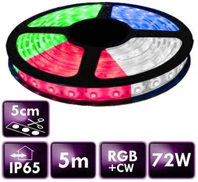 BERGE LED pásik - SMD 5050 - RGB+CW - 5 m - 60 LED/m - 14,4 W/m - IP65
