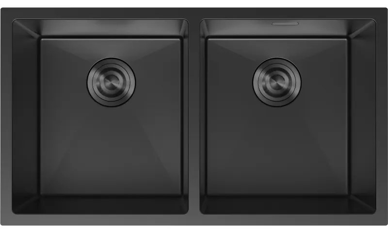 Mexen Binox, 2-komorový nerezový drez 800 x 450 mm, čierna, 6421802000-70