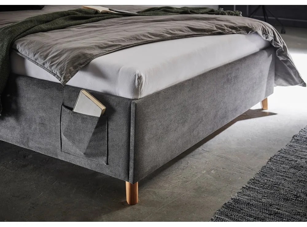 Antracitová čalúnená detská posteľ s úložným priestorom s roštom 120x200 cm Cool – Meise Möbel