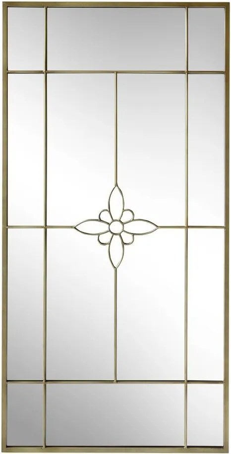 Mosadzné antik kovové nástenné zrkadlo s kvetom Ariel - 90*2*180 cm