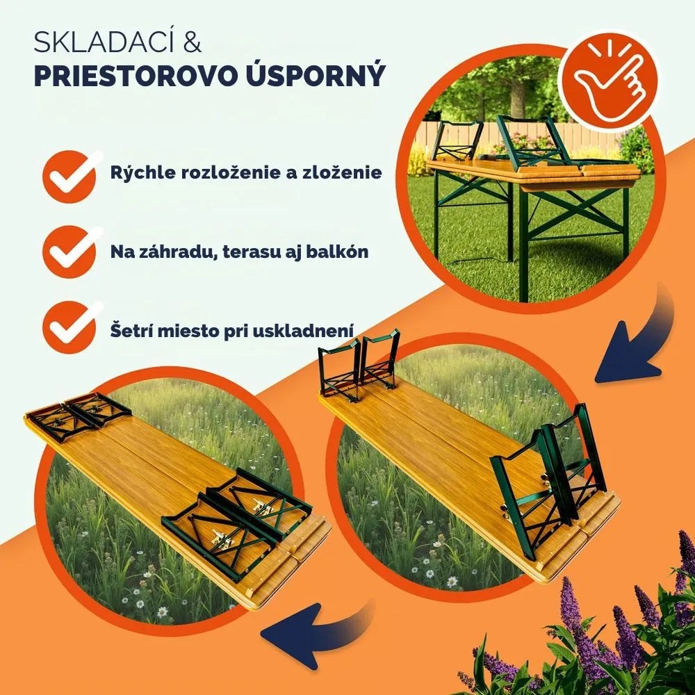 Pivný set KLASIK, 170cm, prírodná hnedá Casaria