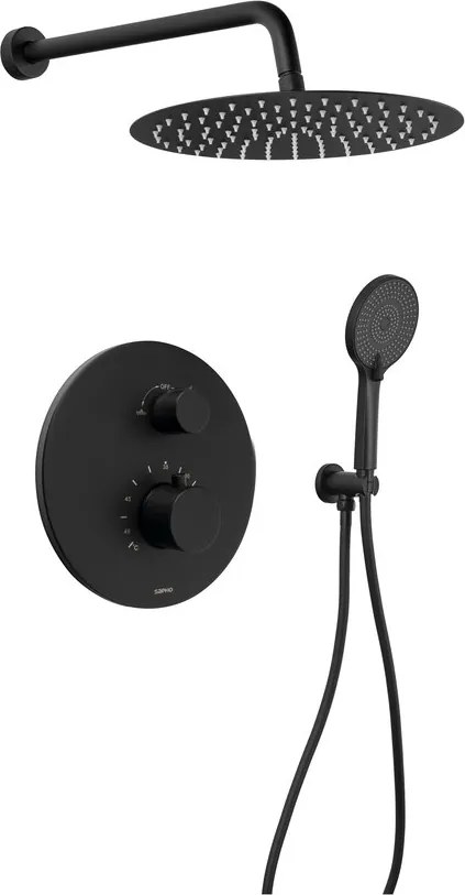 Sapho Sapho, Podomietkový sprchový set s termostatickou batériou, box, 2 výstupy, čierna matná, RH396B-01