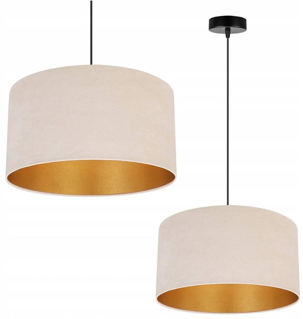 Závesné svietidlo Mediolan, 1x svetlobéžové/zlaté textilné tienidlo, (výber z 2 farieb konštrukcie), (fi 35cm)