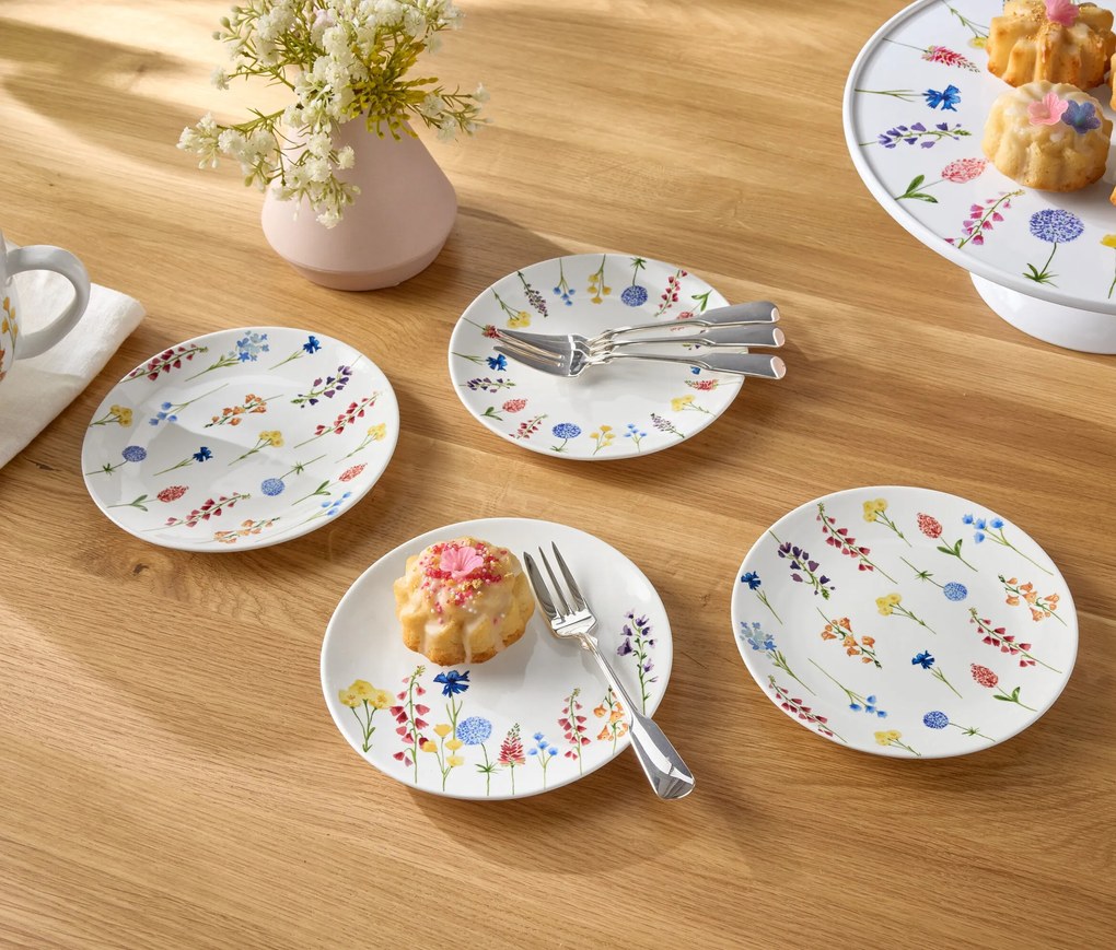 Dezertné taniere s dekorom, 4 ks