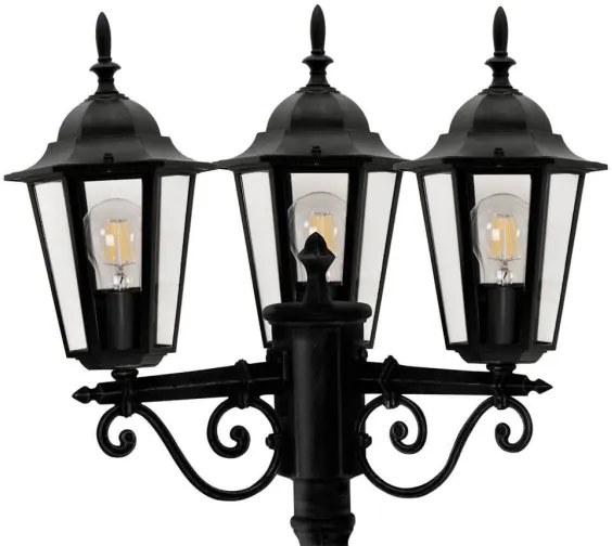 Vonkajšia lampa 3xE27/20W/230V IP43 2,58 m čierna