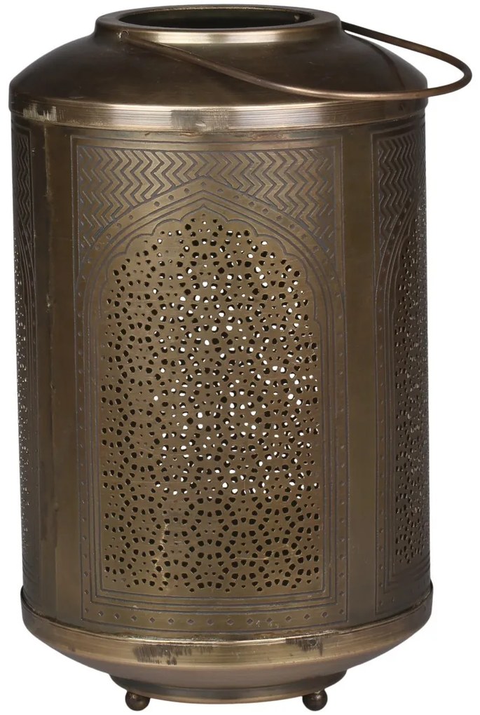 Bronzová antik kovová lampáš Vionne - Ø16*27cm