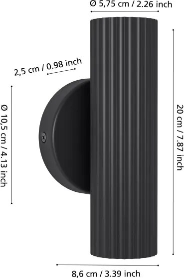 Eglo 902032 - Nástenné svietidlo PORTILLO 2xGU10/5W/230V čierne