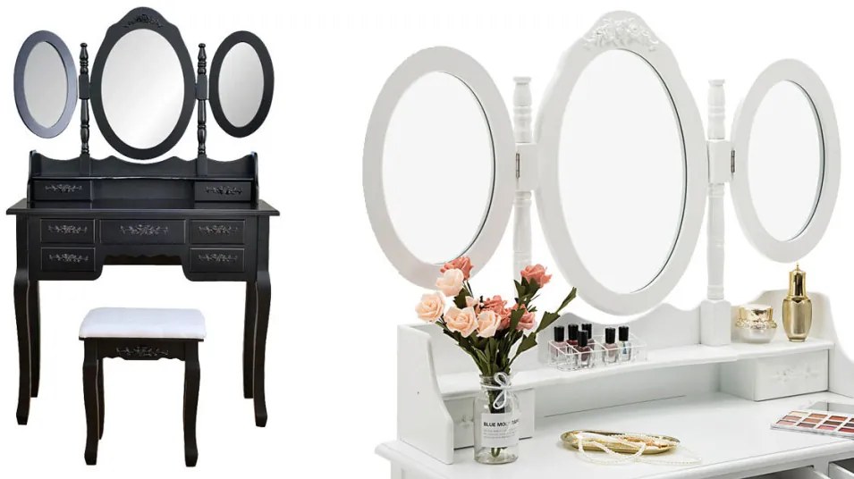 Toaletný stolík s taburetkou- Milano, biely