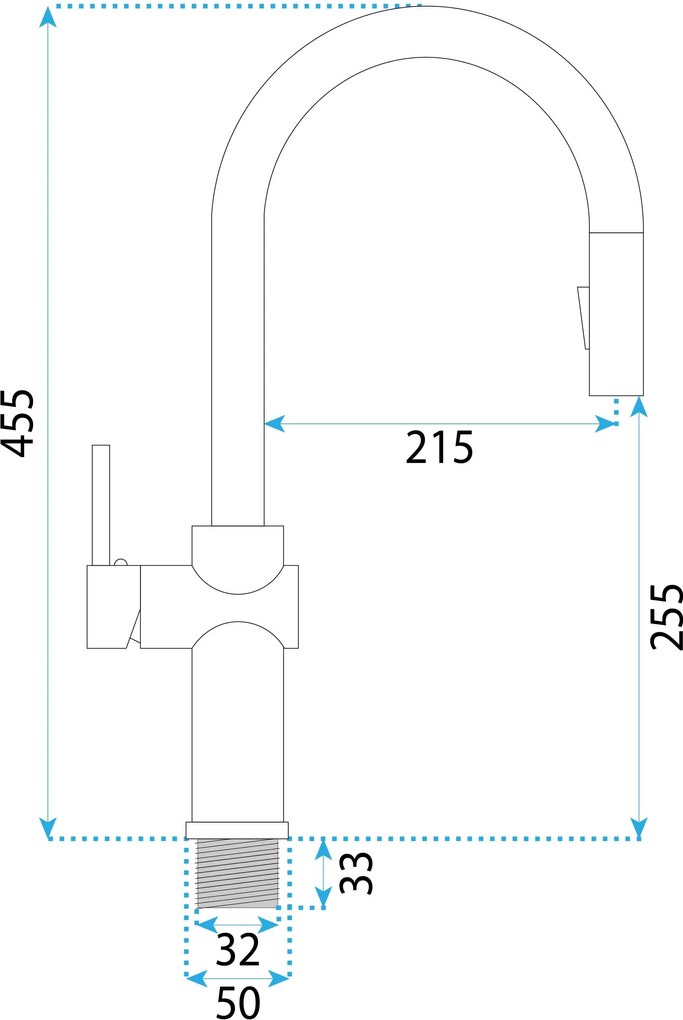Rea Fresh High, vysoká kuchynská batéria, čierna matná REA-B7200