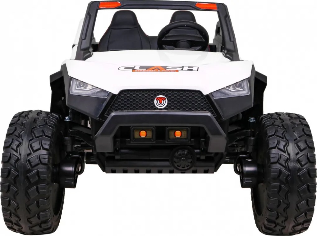 Ramiz Batériový kočík Clash pre 2 deti Biely + diaľkové ovládanie + pohon 4x4 + nastavenie sedadla + rádio MP3 + LED