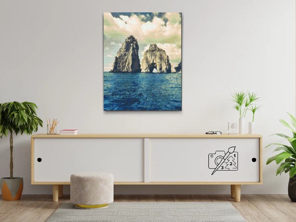 Gario Diamantové maľovanie Ostrov Capri, Taliansko Rozmery: 40 x 50 cm, Rámovanie: Iba zrolované plátno, Diamanty: Okrúhle