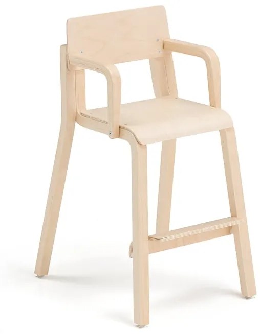 Vysoká stolička DANTE, s opierkami rúk, výška 500 mm, breza, laminát - breza