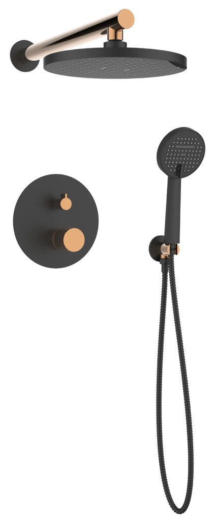 Invena Moonlight, sprchová súprava pod omietku, 2-funkčná, čierna-ružové zlato, INV-BS-77-014-V