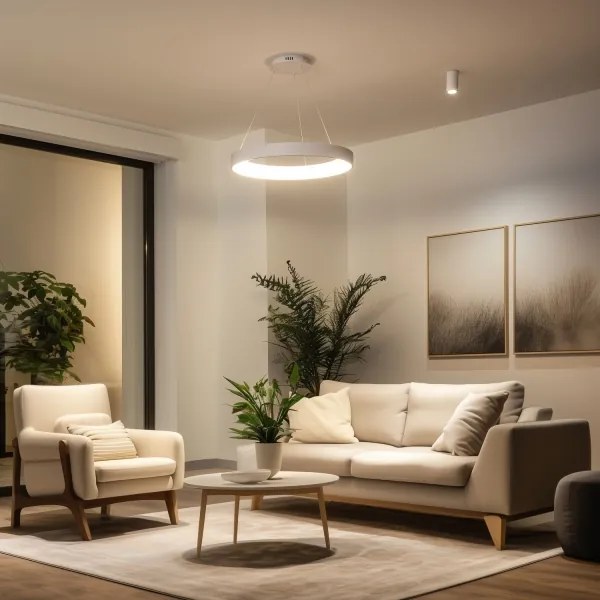 Brilagi - LED stmievateľný luster na lanku FALCON II LED/99W/230V priemer 60 cm biela + diaľkové ovládanie